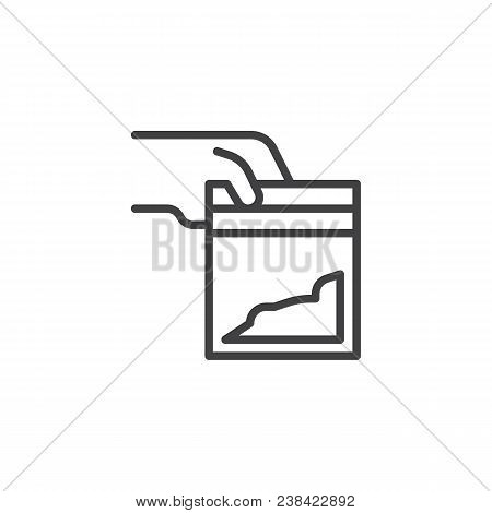 Hand Giving A Cocaine Packet Outline Icon. Linear Style Sign For Mobile Concept And Web Design. Bag 