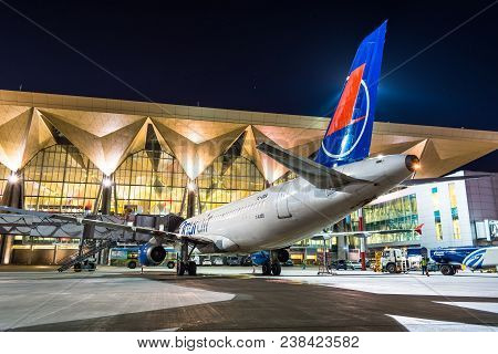 Onur Air Airbus A321. First Flight, Meeting Russia, Saint-petersburg. Pulkovo Airport, 27 April 2018