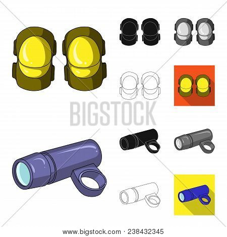 Bicycle Outfit Cartoon, Black, Flat, Monochrome, Outline Icons In Set Collection For Design. Bicycle