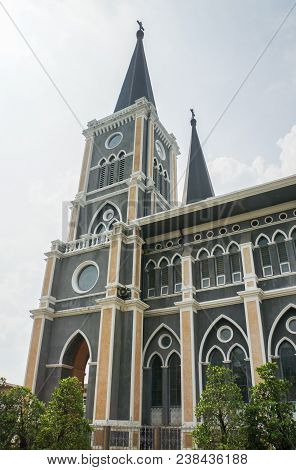 Close Up Vintage Church Landmark In Chantaburi Thailand