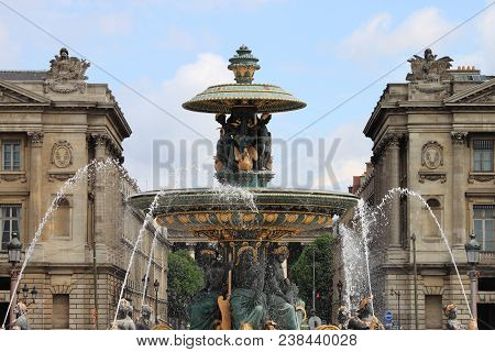 Fontaines De La Concorde (designed By Jacques Ignace Hittorff, 1840) On Place Concorde In Paris, Fra