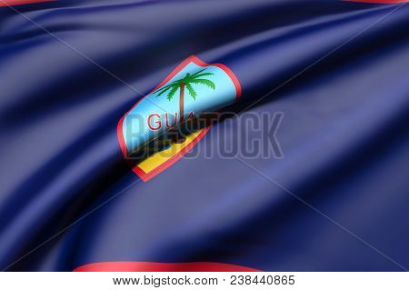 3d Rendering Of A Guam Flag Waving