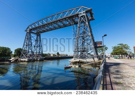 Buenos Aires, Argentina -  January 30, 2018: Old Nicolas Avellaneda Steel Bridge Across Riachuelo Ri