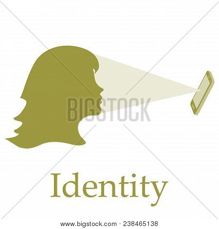 Illustration Of Recognition Of Female Face By Phone. Biometric Verification And Identification. New 