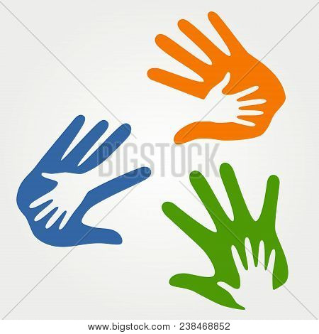 Illustration Of Hand In Hand For Illustrating Care, Friendship, Help, Hope, Kindness, Love
