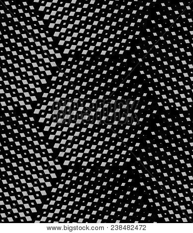 Abstract Geometric Pattern. Vector Seamless Background. Black And Grey Halftone. Graphic Modern Patt