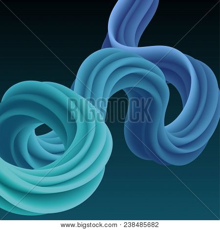 3d Multicolored Liquid Shape With Dynamic Effect. Abstract Gradient Curved Stream. Blended Fluid Col