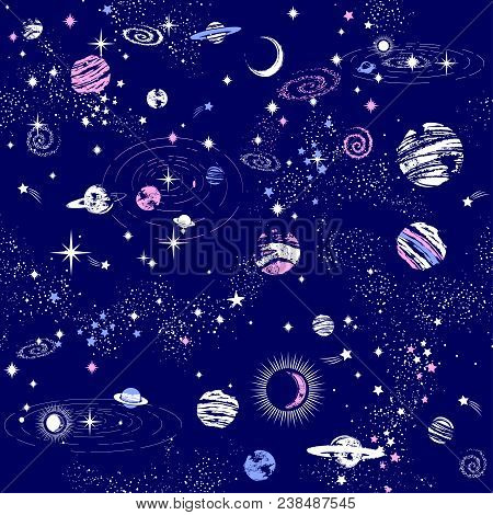 Galaxy Constilation Seamless Pattern Print Could Be Used For Textile, Zodiac Star Yoga Mat, Phone Ca