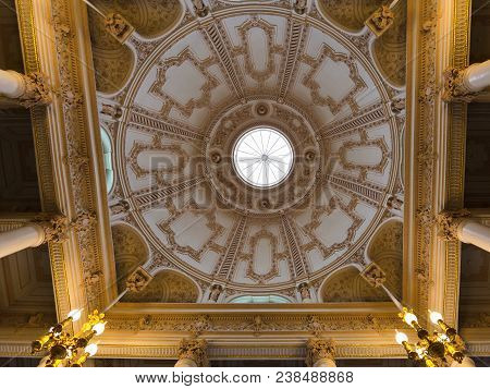 Saint Petersburg, Russia - March 19, 2018: Dome In Faberge Museum In Shuvalov Palace In Saint Peters