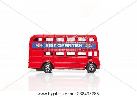 A Red London Doubledecker Bus. Isolated On White Background