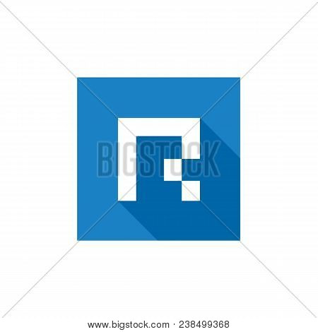 Digital Letter R Logo, Flat Vector Design