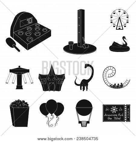Amusement Park Black Icons In Set Collection For Design. Equipment And Attractions Vector Symbol Sto