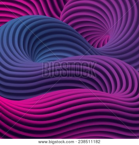 3d Multicolored Liquid Shape With Dynamic Effect. Abstract Gradient Curved Stream. Blended Fluid Col