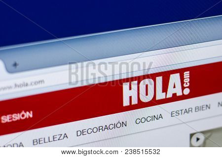 Ryazan, Russia - April 29, 2018: Homepage Of Hola Website On The Display Of Pc, Url - Hola.com.