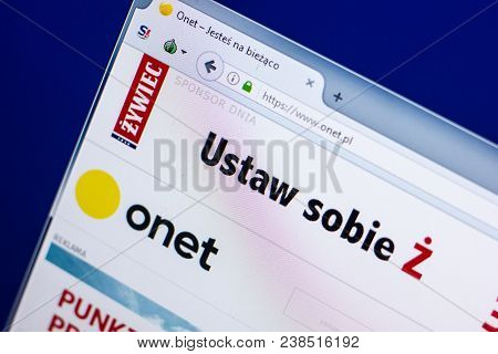 Ryazan, Russia - April 29, 2018: Homepage Of Onet Website On The Display Of Pc, Url - Onet.pl