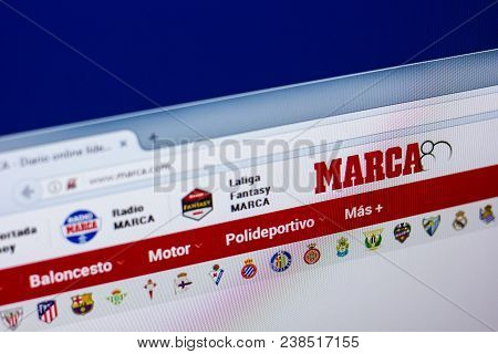 Ryazan, Russia - April 29, 2018: Homepage Of Marca Website On The Display Of Pc, Url - Marca.com