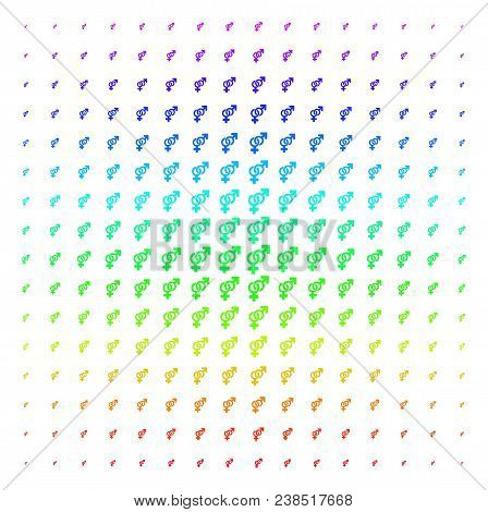 Heterosexual Symbol Icon Spectrum Halftone Pattern. Vector Heterosexual Symbol Pictograms Arranged I