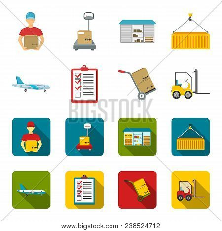 Cargo Plane, Cart For Transportation, Boxes, Forklift, Documents.logistic, Set Collection Icons In C