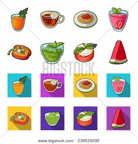 Sweet Bulgarian Pepper, Vitamin Drink, Jam With Raspberry And Mint Leaves, A Piece Of Watermelon. Ve