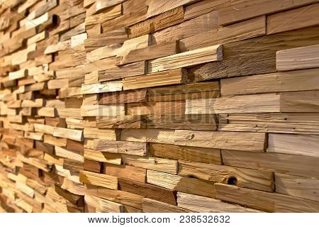 Rustic Wooden Wall Made Of  Wood Stals . Wood Texture.