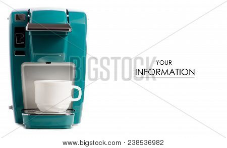 Capsular Electric Coffee Machine A Cup Pattern On White Background Isolation
