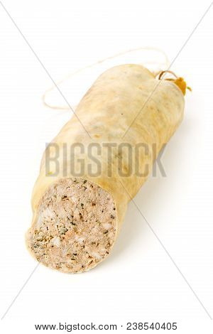 German Specialty Liverwurst (leberwurst) Over White Background