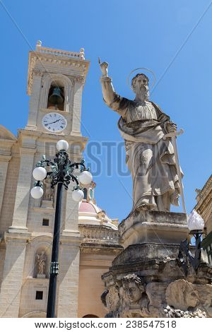 Beautiful Exterior Church Of St Philip Of Agira, Roman Catholic Parish Church In Haz-zebbug, Malta, 