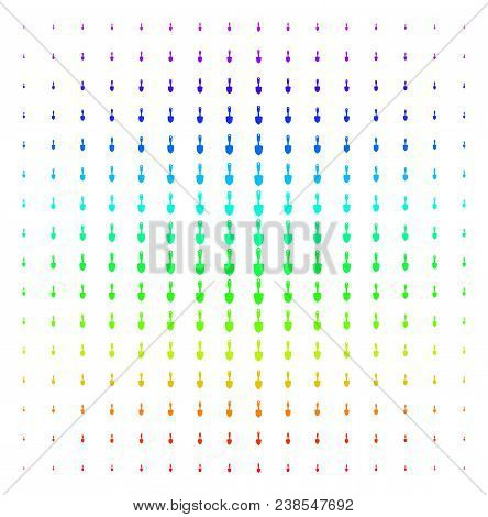 Scoop Shovel Icon Spectral Halftone Pattern. Vector Scoop Shovel Objects Organized Into Halftone Gri