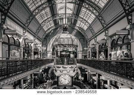 Sydney, Australia - Nov 14, 2017: Interior Of The Iconic Queen Victoria Building (qvb) On George Str