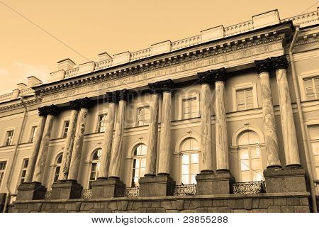 Palace in Tsarskoe Selo. Sepia.