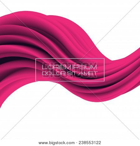 3d Multicolored Liquid Shape With Dynamic Effect. Abstract Gradient Curved Stream Isolated On White.