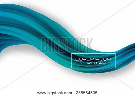 3d Multicolored Liquid Shape With Dynamic Effect. Abstract Curved Stream Isolated On White. Blended 