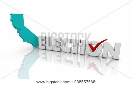 California CA Election Voting State Map Word 3d Illustration