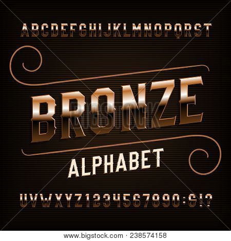 Bronze Alphabet Font. Vintage Ornate Letters. Vector Fancy Typography For Your Design.