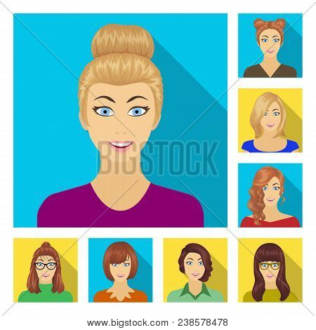 Avatar And Face Flat Icons In Set Collection For Design. A Person Appearance Vector Symbol Stock Ill