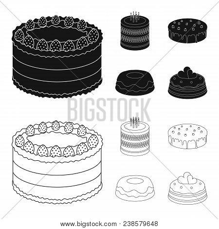 Sweetness, Dessert, Cream, Treacle .cakes Country Set Collection Icons In Black, Outline Style Vecto