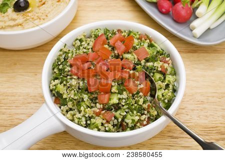 Tabbouleh - Favourite Middle Eastern Salad, Tabbouleh, Made From Bulgar Wheat, Parsley, Mint, Tomato