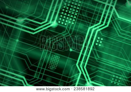 An Abstract Technological Background Consisting Of A Multitude Of Luminous Guiding Lines And Dots Fo