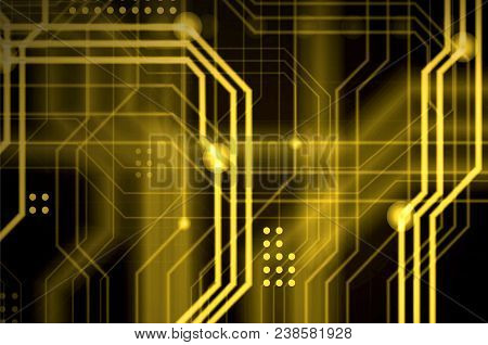 An Abstract Technological Background Consisting Of A Multitude Of Luminous Guiding Lines And Dots Fo