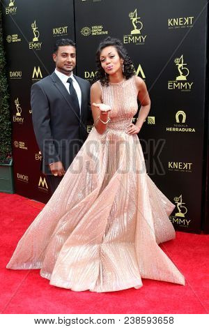 LOS ANGELES - APR 29:  Navid Ali, Mishael Morgan at the 45th Daytime Emmy Awards at the Pasadena Civic Auditorium on April 29, 2018 in Pasadena, CA
