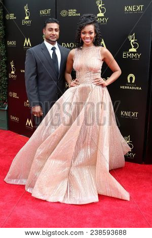 LOS ANGELES - APR 29:  Navid Ali, Mishael Morgan at the 45th Daytime Emmy Awards at the Pasadena Civic Auditorium on April 29, 2018 in Pasadena, CA