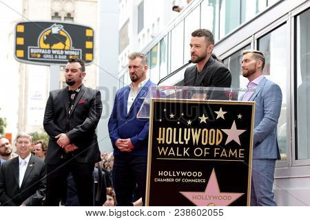 LOS ANGELES - APR 30:  NSYNC, Justin Timberlake at the *NSYNC Star Ceremony  on the Hollywood Walk of Fame on April 30, 2018 in Los Angeles, CA
