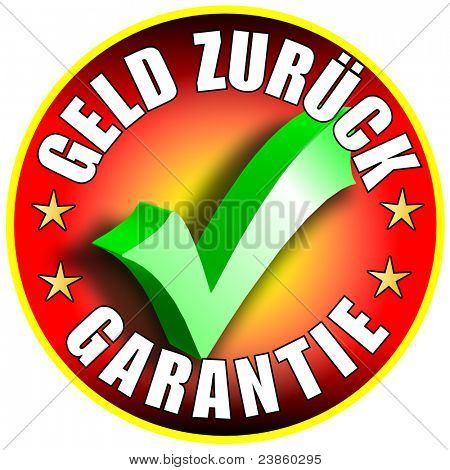 Money Back Guarantee Button/Label, german version, 