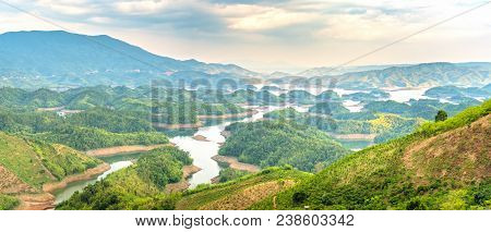 Ta Dung Lake In The Morning When The Sun Rises At The Top Of  Mountain Shines Fog Into Lake Full Of 