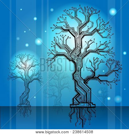 Electronic Structure As Construction Model In The Form Of A Tree With A Cyan Background