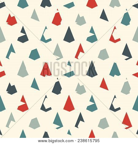 Seamless Surface Pattern With Repeated Mini Triangles. Distressed Geometric Figures. Grunge Abstract