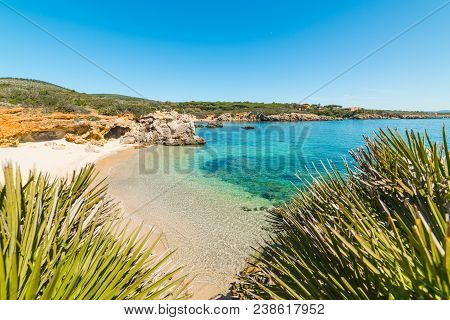 Clear Water In A Small Cove In Alghero. Sardinia, Italy