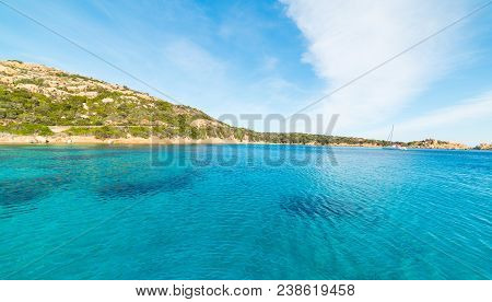 Blue Sea In Spalmatore Cove, La Maddalena. Sardinia, Italy