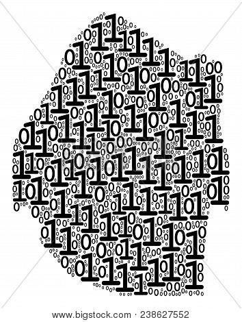 Swaziland Map Collage Icon Of Binary Digits In Variable Sizes. Vector Digit Are Composed Into Swazil