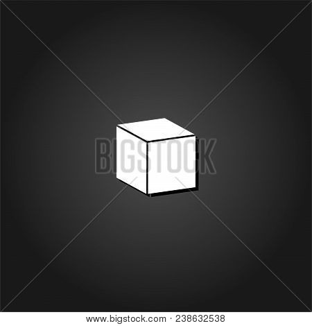 Cube Icon Flat. Simple White Pictogram On Black Background With Shadow. Vector Illustration Symbol